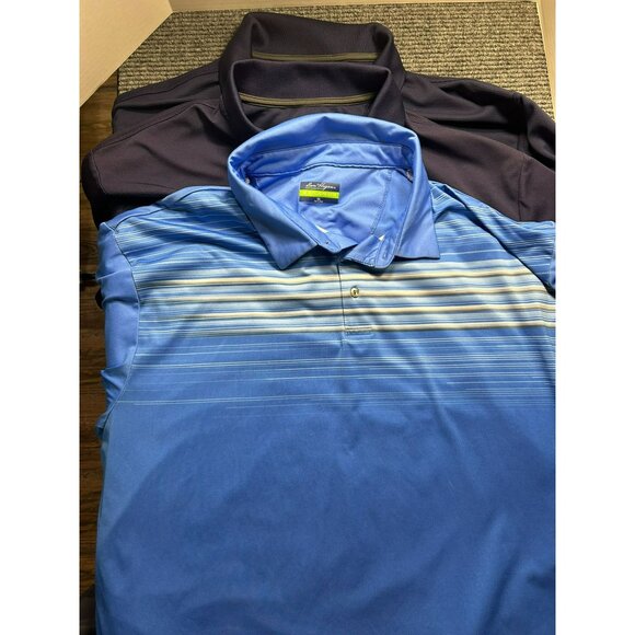 Lot Of 3 Men's Ben Hogan Performance 3XL Polo Shirts Blue & Navy Stripe/Plain Sh - Picture 1 of 8